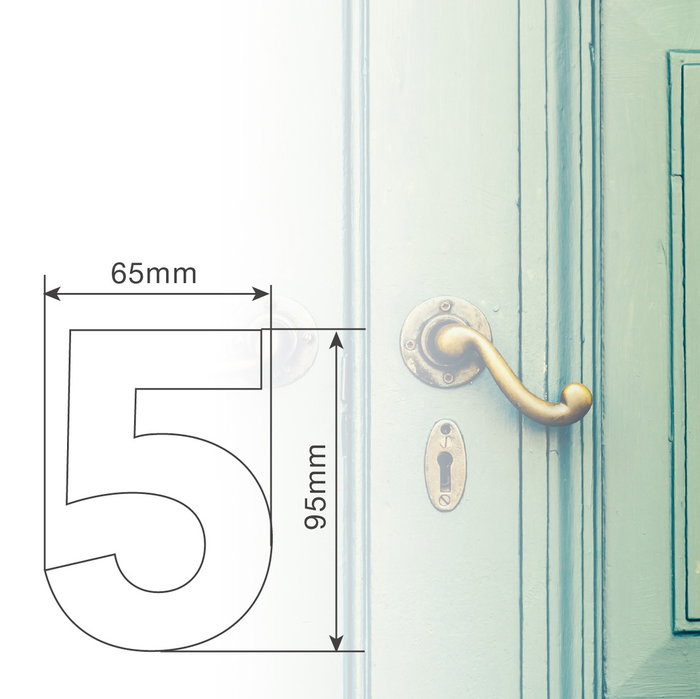 Hantums Numéro de porte 5 en acier inoxydable avec adhésif Hantums Numéro de porte 5 en acier inoxydable avec adhésif