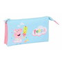 Trousse Fourre-Tout Triple Peppa Pig Bleu 22 x 12 x 3 cm