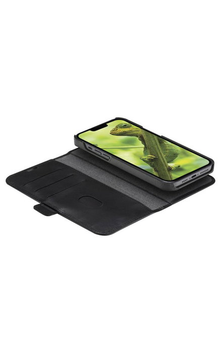 dbramante1928 Coque Lynge iPhone 14 Plus - Coque portefeuille en cuir avec support amovible, protection choc et charge sans fil - Noir