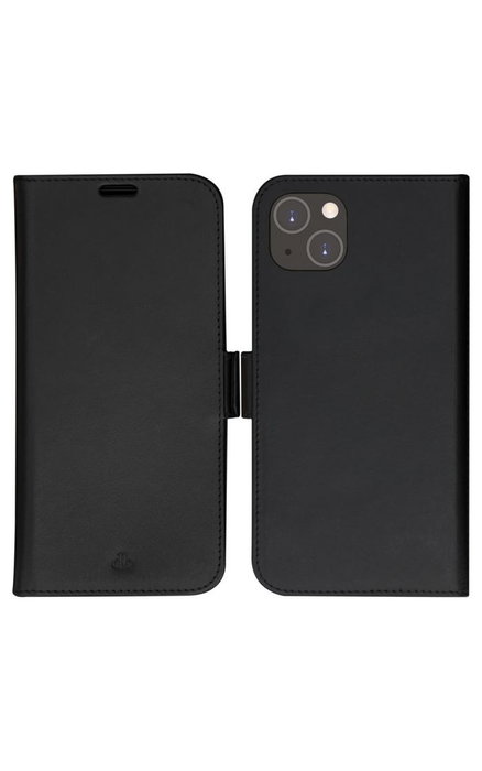 dbramante1928 Coque Lynge iPhone 14 Plus - Coque portefeuille en cuir avec support amovible, protection choc et charge sans fil - Noir