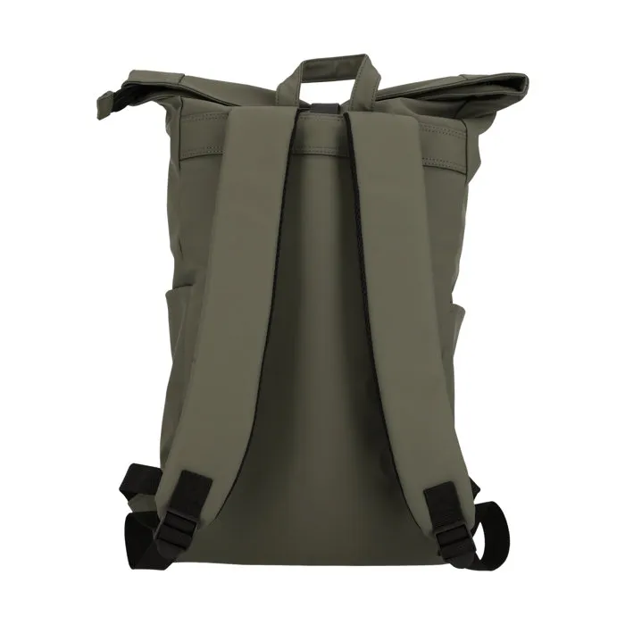 WEATHER REPORT Sac à Dos Roll Top Bronze Kaki - Imperméable, 100% PU - Compartiments Zippés Intérieur et Extérieur