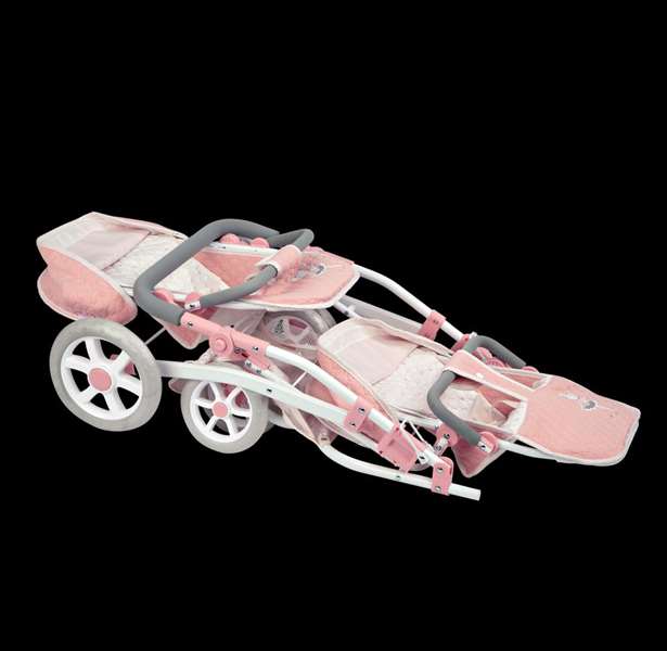 Muñecas Arias Coche Gemelar Universe pour bébé avec sac de transport, dimensions 45x70x73 cm, hauteur guidon réglable 47-77 cm, montage nécessaire, âge recommandé 3 ans