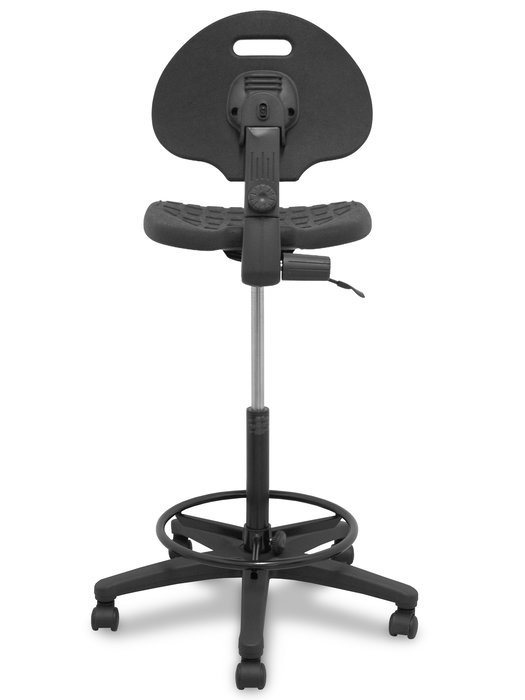 Tabouret Taburete Nargo Contact permament de base Polyuréthane Noir Structure polyamide noire Sans accoudoirs Sans appui-tête Roulettes autofreinées