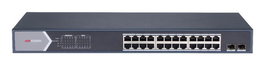 Hikvision Switch PoE Smart Gigabit 24 Ports avec 2 Ports Fibre Optique, Surveillance Réseau, VLAN, QoS