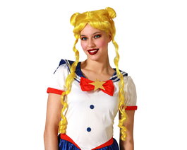 Perruque blonde avec tresses longues pour costume de paysanne ou poupée - Idéale fêtes thématiques et théâtre