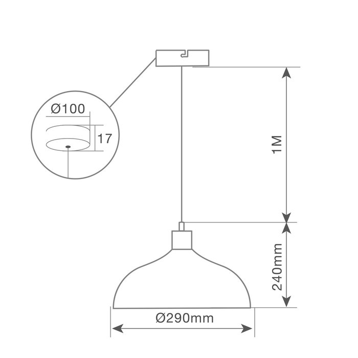 GSC Evolution Lampe de plafond suspendue Série Akure E27 Ø290mm Noir