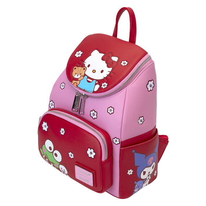 LOUNGEFLY Sac à dos Hello Kitty and Friends 26 cm - Taille 22,86x11,43x26,67 cm en cuir végan, bretelles réglables et rembourrées