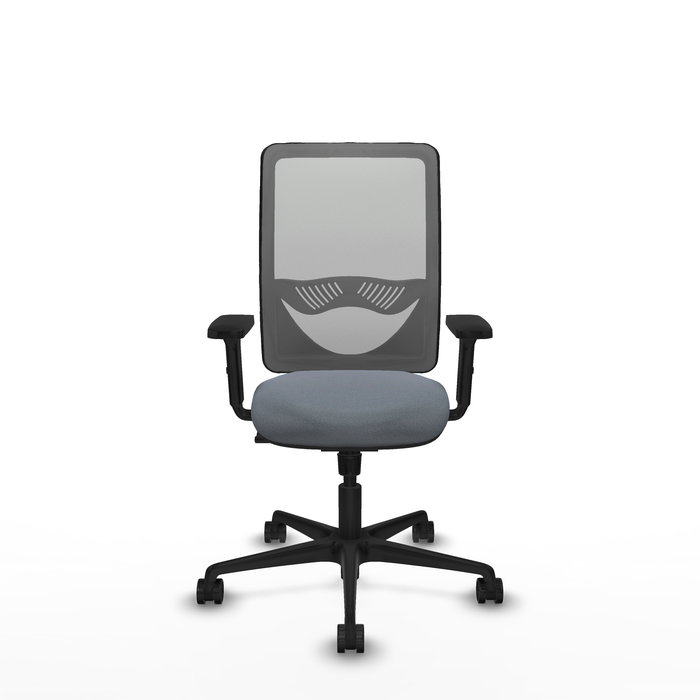 Chaise Zulema Synchro 3 positions tissu Gris Base en nylon noir Accoudoir 2D Sans appui-tête Roulettes 65mm nylon