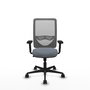Chaise Zulema Synchro 3 positions tissu Gris Base en nylon noir Accoudoir 2D Sans appui-tête Roulettes 65mm nylon