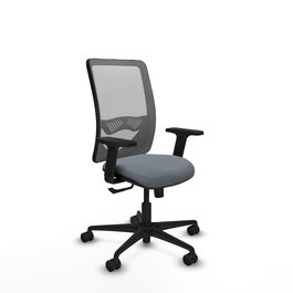 Chaise Zulema Synchro 3 positions tissu Gris Base en nylon noir Accoudoir 2D Sans appui-tête Roulettes 65mm nylon