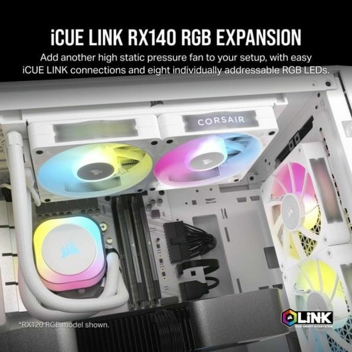 Corsair Kit d'extension ventilateurs PWM iCUE LINK RX140 RGB 140 mm White