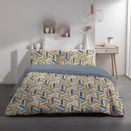 Today Parure de lit Sunshine 15.32 2 personnes 220 x 240 cm en 100% coton imprimé avec housse de couette et 2 taies d'oreiller