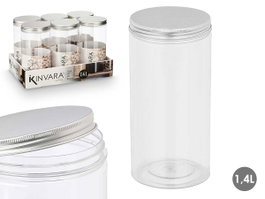 KINVARA Lot de 24 Bocaux PET 1,4 L avec Couvercle en Aluminium