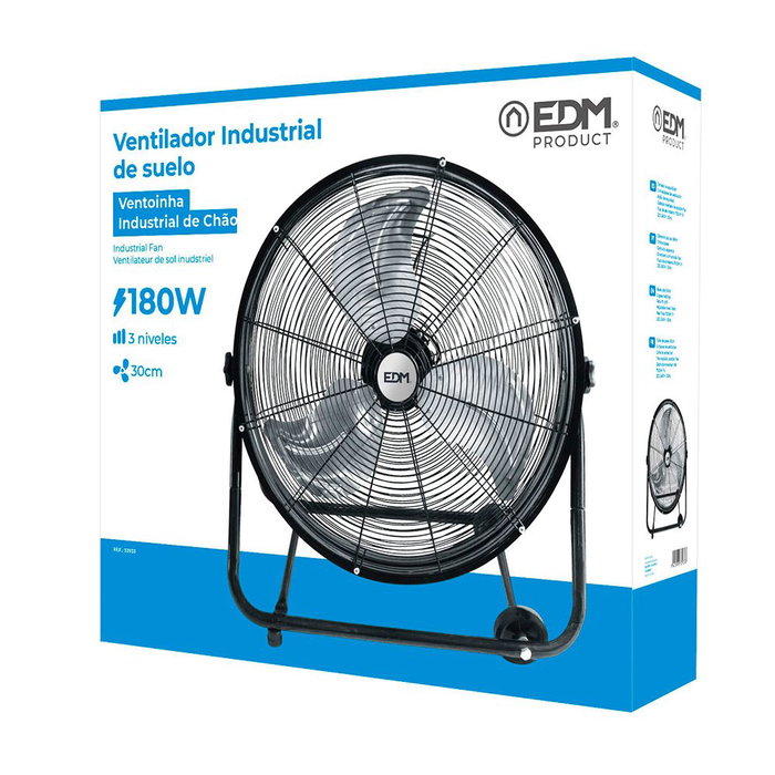 EDM Product Ventilateur de Sol Noir 180 W Ø 60 cm EDM Product Ventilateur de Sol Noir 180 W Ø 60 cm