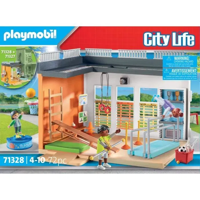 Playmobil 71328 - Salle de Sport City Life - Univers scolaire L'école - Jeu de Basket avec 3 Personnages - 72 Pièces - Jouet Éducatif pour Enfant dès 4 Ans