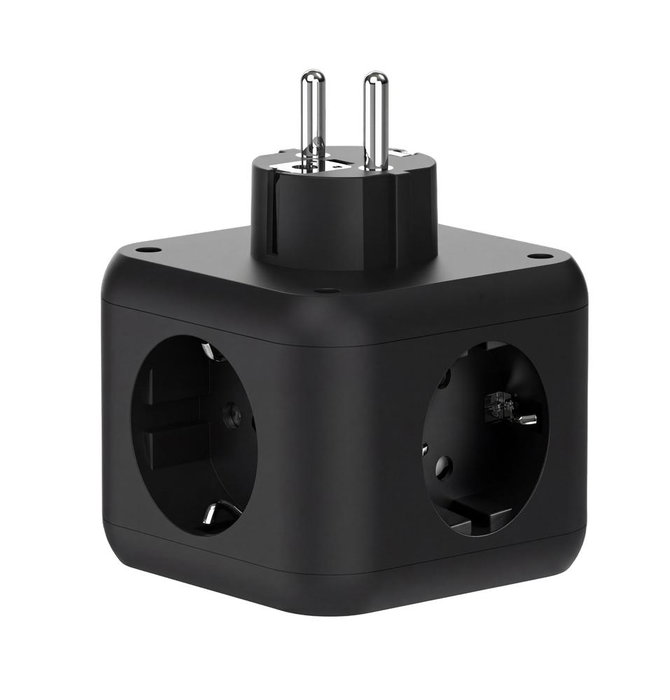 Mars Gaming MDCUBE20 Chargeur mural 20W GaN Multiprise USB-C USB-A 3 Prises SCHUKO Noir