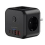 Mars Gaming MDCUBE20 Chargeur mural 20W GaN Multiprise USB-C USB-A 3 Prises SCHUKO Noir