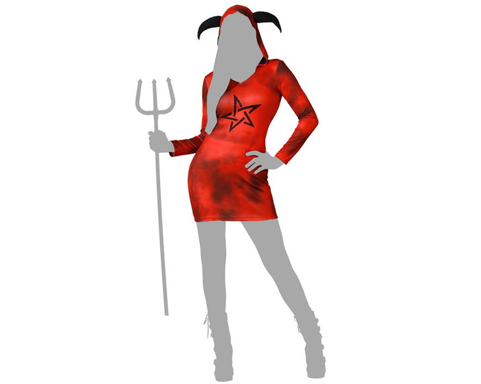 Atosa Déguisement Demonia Rouge Robe Courte avec Capuche Taille XL