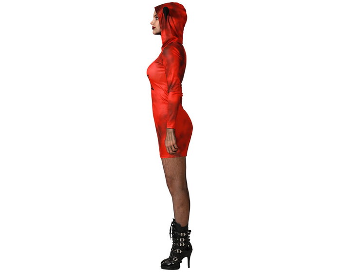 Atosa Déguisement Demonia Rouge Robe Courte avec Capuche Taille XL