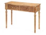 Gifdecor Table d'appoint 2 tiroirs courbes naturelle bois manguier marron 98 x 77 x 42 cm