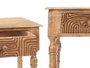 Gifdecor Table d'appoint 2 tiroirs courbes naturelle bois manguier marron 98 x 77 x 42 cm