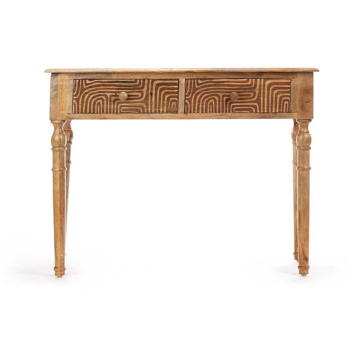 GIFTDECOR Mesa Recibidor 2 Cajones Curvas Natural Marron