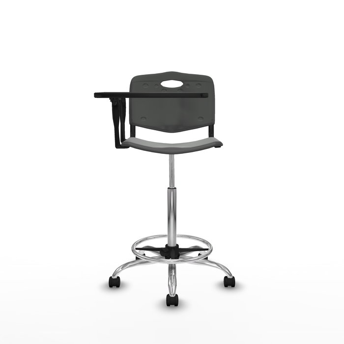 Tabouret Taburete Robledo Pivotant Chlorure de polyvinyle Gris foncé Structure chromée Non applicable Sans appui-tête Roulettes en nylon 50 mm