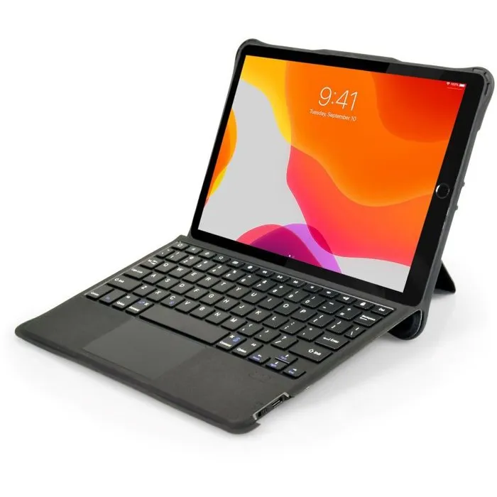 Port Designs Manchester II - Étui clavier folio avec touchpad pour iPad 10.9'' 10ème génération - Protection robuste, rabat amovible - Noir