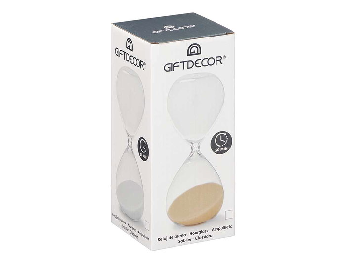 Giftdecor Sablier en verre 20 cm assorti couleurs neutres 30 min environ (Set de 12)