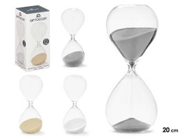 Giftdecor Sablier en verre 20 cm assorti couleurs neutres 30 min environ (Set de 12)