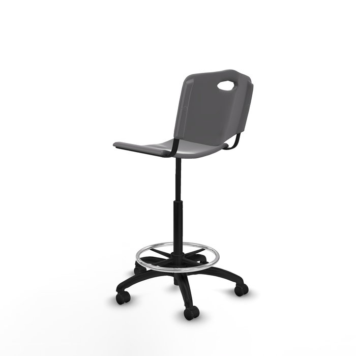 Tabouret Taburete Robledo Pivotant Chlorure de polyvinyle Gris clair Structure polyamide noire Sans accoudoirs Sans appui-tête Roulettes pour moquette