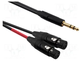 REDS MUSIC Câble Jack 6,3mm vers 2 x XLR femelle 3pin, 1m