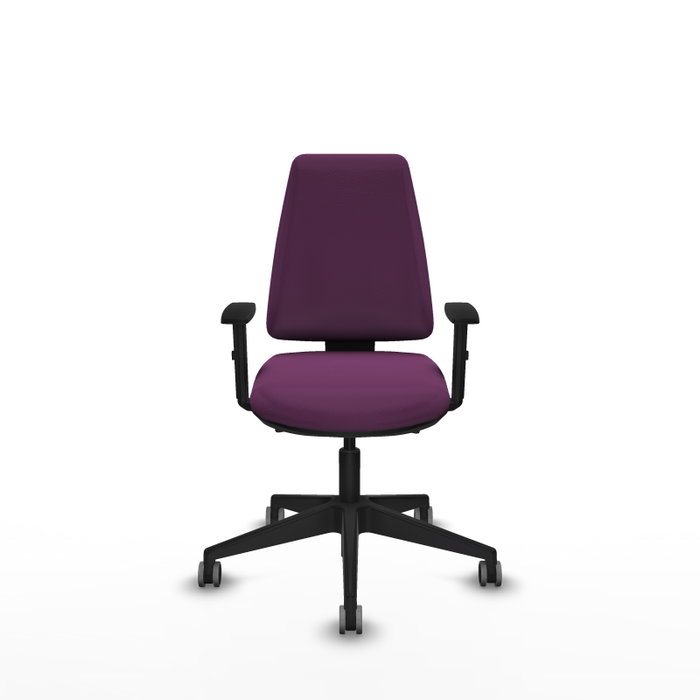 Chaise Elche Asynchrone Cuir écologique Pourpre Base pyramidale noire Accoudoir 1D Sans appui-tête Roulettes 65mm pour moquette Chaise Elche Asynchrone Cuir écologique Pourpre Base pyramidale noire Accoudoir 1D Sans appui-tête Roulettes 65mm pour moquette