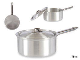 Kinvara Casserole en Aluminium avec Couvercle 16 cm, Argenté, 1,5 L – Compatible Gaz et Four (Set de 10)