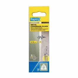 Rapid Chevilles à Expansion Métal pour Cloison Plâtre 3-13mm, Lot de 10, Charge Max 25 kg