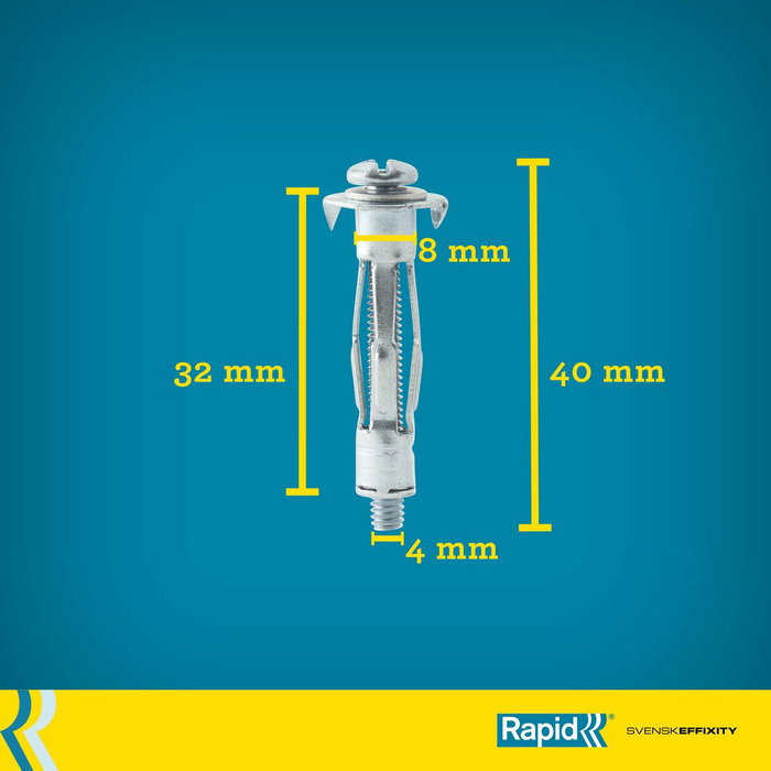 Rapid Chevilles à Expansion Métal pour Cloison Plâtre 3-13mm, Lot de 10, Charge Max 25 kg