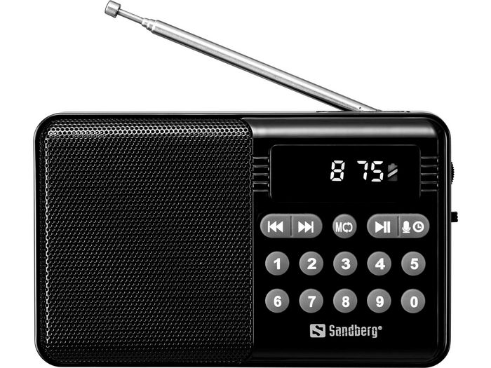 Sandberg Enceinte Radio Bluetooth FM avec Batterie Rechargeable, Lecteur MP3 via USB ou Carte TF