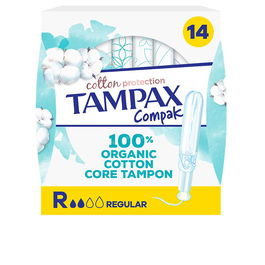 Tampax Tampons Protection Coton Bio Regular 14 unités - Flux Légers à Modérés, sans Parfum, Coton 100% Bio, Testés Gynécologiquement, OEKO-TEX STANDARD 100