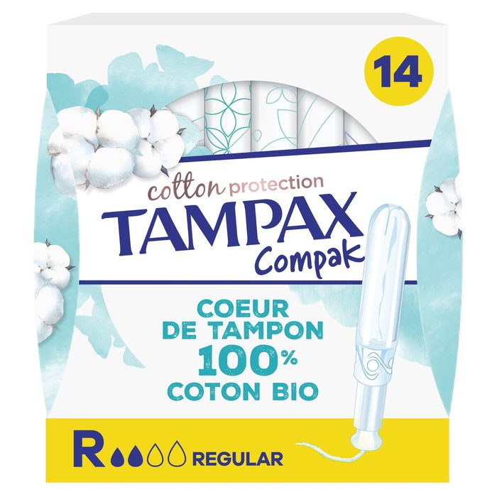 Tampax Tampons Regular 100 % Coton Biologique, 14 unités