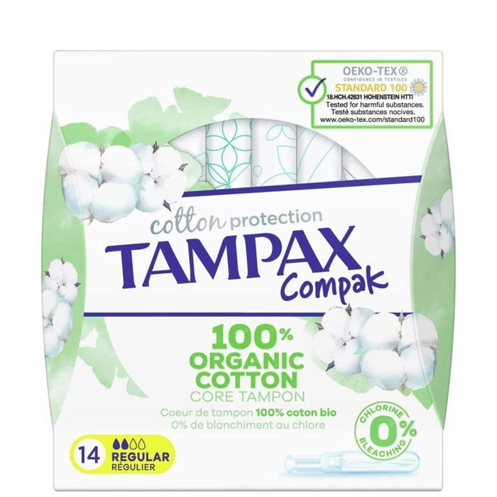 Tampax Tampons Regular 100 % Coton Biologique, 14 unités