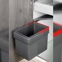 Emuca Bac de tri sélectif pour montage sur porte de meuble Recycle, 1 bac extractible de 15 litres, Plastique gris anthracite
