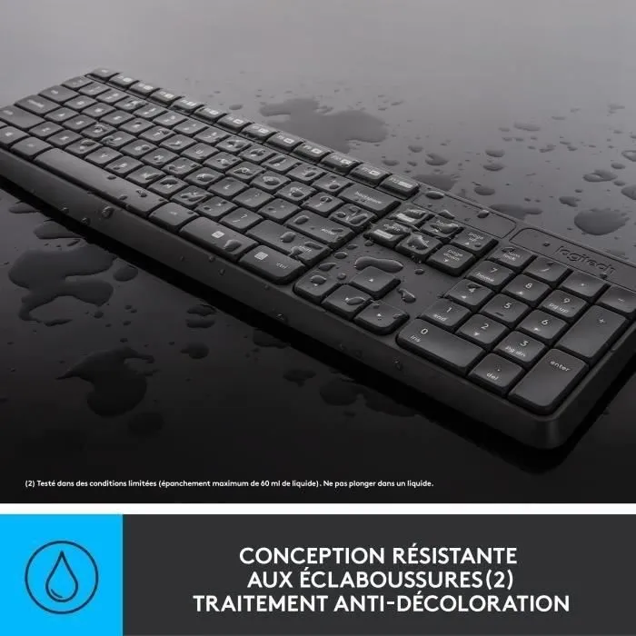 Logitech MK235 Clavier et Souris sans fil AZERTY Graphite avec pavé numérique et touches raccourcis - Autonomie 36 mois