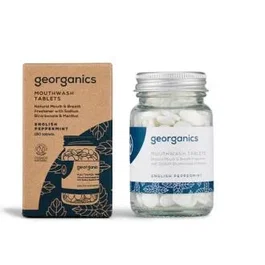 Georganics Enjuage Bucal Menta 180 Pastilles - Bains de Bouche Solides à la Menthe, Naturel et Végan, COSMOS