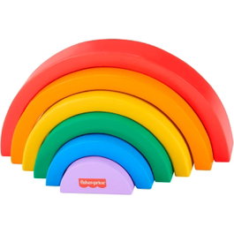 Fisher-Price Arcoíris Apilable De Madera Hxt73 - Jouet d'éveil en bois, arcs à empiler, 6 pièces, couleurs vives, pour enfants dès 18 mois