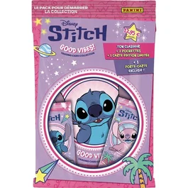 Panini Pack de démarrage cartes Stitch - Classeur, 12 cartes et porte-carte avec charm