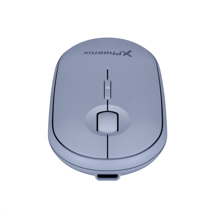 Phoenix Technologies Souris Sans Fil Rebble Bluetooth et 2.4 GHz Bleue - Silencieuse, Légère, Rechargeable USB-C