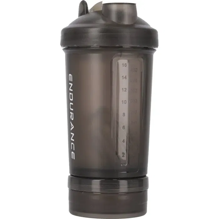 Endurance Gourde Sport Mixer Kaitherna 500 ml, Noir, avec Boule Mélangeuse Acier Inox et Compartiment à Poudre