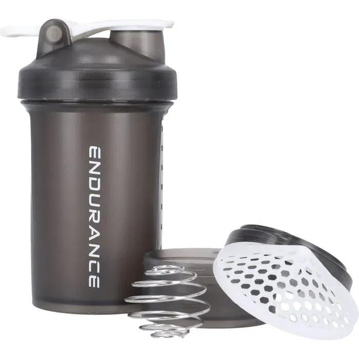 Endurance Gourde Sport Mixer Kaitherna 500 ml, Noir, avec Boule Mélangeuse Acier Inox et Compartiment à Poudre