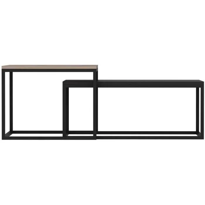 Table basse rectangulaire LEKA anthracite 72 x 45 x 37 cm avec plateau supérieur 60 x 45 cm et rangement, en panneau de mélamine 18 mm