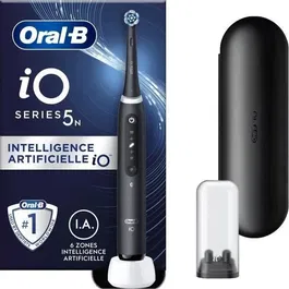 Oral-B Brosse à dents électrique iO5 connectée Bluetooth - Noir - Avec brossette et étui de voyage - Technologie de nettoyage professionnel